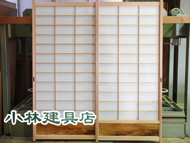 紙貼障子（並組、腰付、四分一杉、吉野杉）