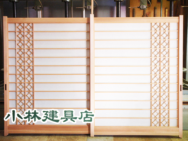 変り障子（月桃紙、吉野杉）
